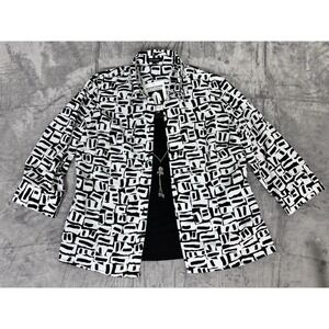 Notations 2-Fer Twinset Top Blouse Women's Large Black White Pattern New